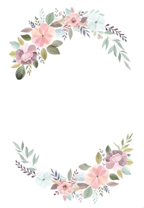 A Floral Frame With Leaves And Flowers On The Edges In Pastel Colors
