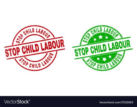 Stop Child Labour Round Badges Using Unclean Vector Image