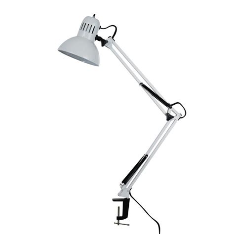 Tensor 374 In White Swing Arm Desk Lamp With Metal Clamp White Desk