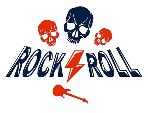 Cráneo En El Logo O Emblema Del Vector De Música Hard Rock Cabeza