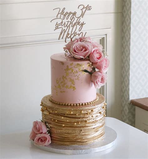 Pink Gold Birthday Cake Birthday Cake Roses 16th Birthday Cake For