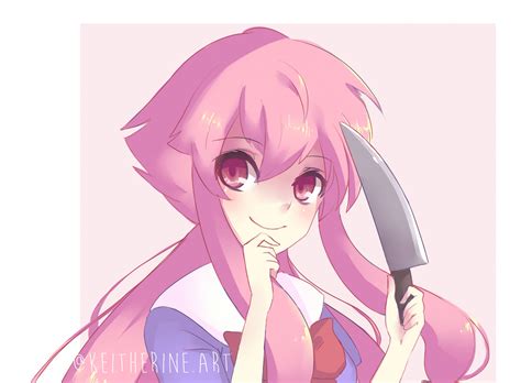 Wallpaper Mirai Nikki Gasai Yuno Pisau Yandere Gadis Anime