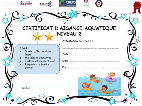 Aisanceaquatique Les Certificats Délivrés Aux Enfants Modèles