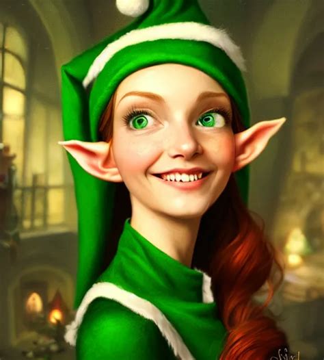 Cute Elf Smiling In Santas Workshop Perfect Face Stable Diffusion
