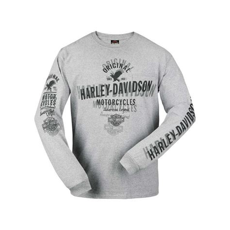 Harley Davidson Mens Double Image Long Sleeve Chest Pocket T Shirt