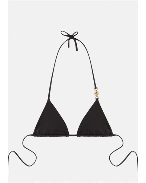 Versace Medusa Triangle Bikini Top In White Lyst