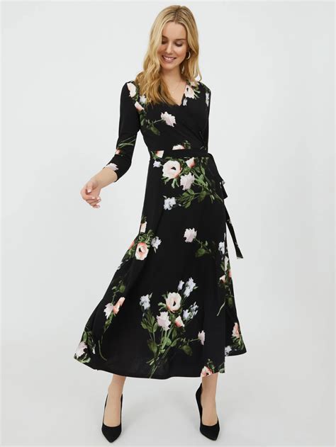 Long Sleeve Floral Midi Wrap Dress Floral Wrap Maxi Dress Dresses