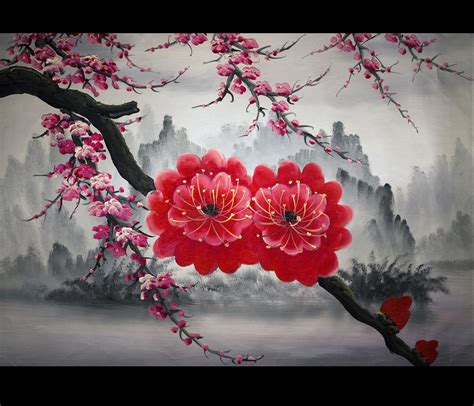 Abstract Art Painting Cherry Blossom Painting Feng Shui Painting
