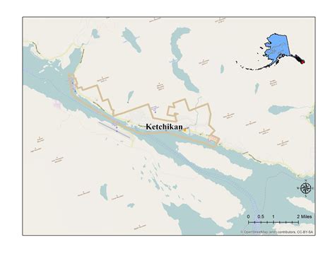 Satellite ketchikan map (alaska / usa). Ketchikan, Certified Local Government