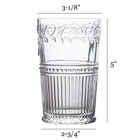 kingrol 4 pack crystal water glasses 12 oz vintage drinking glasses tumblers embossed highball