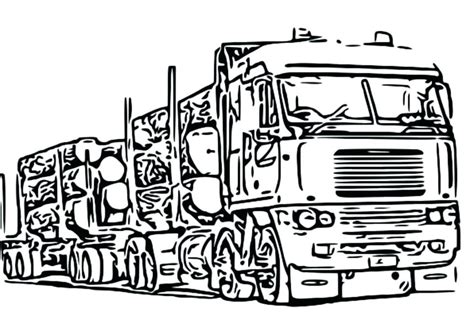 Tractor Trailer Coloring Page Printable Truck Activity Pictures My