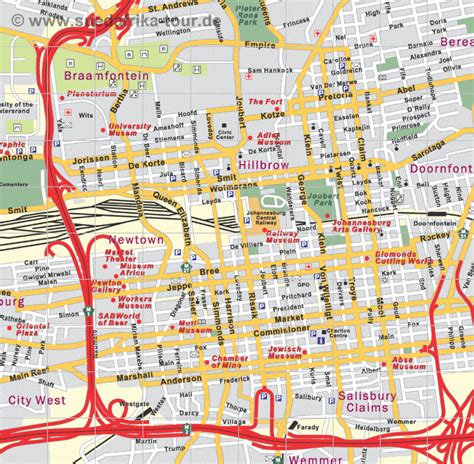 Südafrika Tour City Map Des Stadtzentrum Von Johannesburg