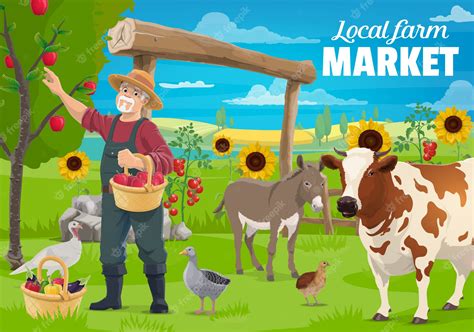 Premium Vector Gardening And Farming Farmer And Farm Animals