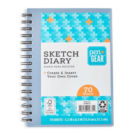 Pen Gear Sketch Diary 70 Sheets 55 X 85 Blue