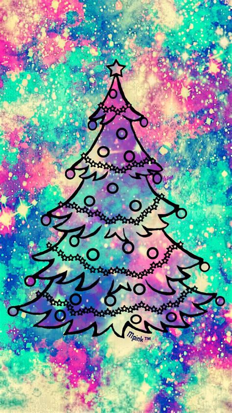 Vintage Christmas Tree Galaxy Wallpaper Androidwallpaper