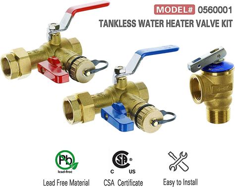 Buy Hydro Master Tankless Water Heater Service Valve Kit With Pressure Relief Valve 34 Inch Ips