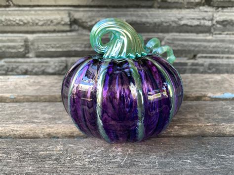 Princess Pumpkin Purple And Ice Blue Glass Pumpkin 4 Etsy