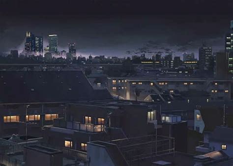 Anime Roof Top Background Anime Background Anime Rooftop At Night Em