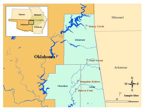Location Of The Selected Floodplain Sites In Northeastern Oklahoma