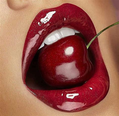 Diy Printable Hot Red Lips With Cherry Read Full Listing Etsy