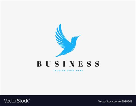 Blue Bird Logo With Flying Silhouette Royalty Free Vector