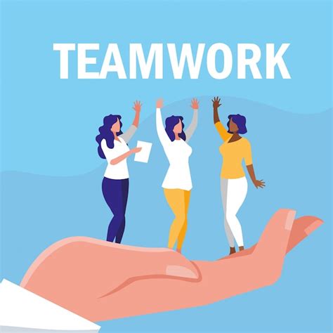 Premium Vector Business Woman Teamwork In The Hand Celebrating