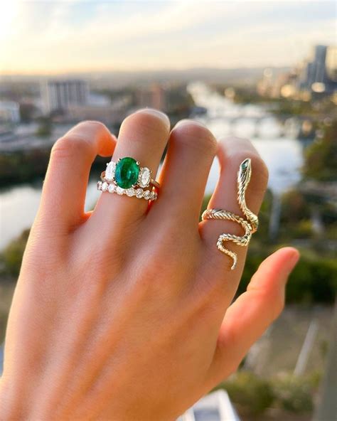 Snake Ring Emerald Ring Vintage Snake Jewelry Ring Snake Ring Gold