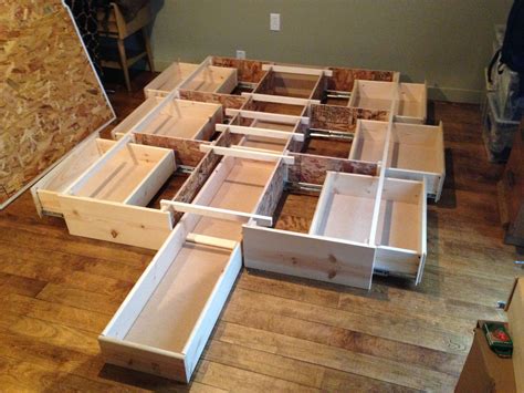 Building A Bed Frame With Drawers Underneath Image To U
