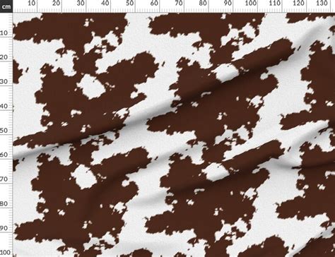 Cow Print Fabric Realistic Brown Cow Hide Animal Print By Etsy