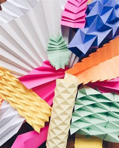 Paper Folding Experimentation Bold And Colorful Origami Pleats And