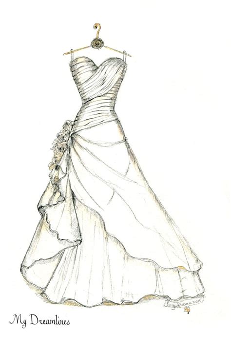 Wedding Dress Sketch Made Of Your Bridal Gown Emmaline Bride