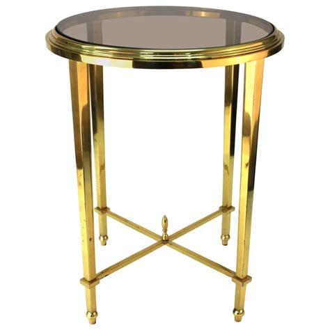 Browse online at your convenience for ideas, inspiration and solutions; Modern Classical Style Round Side Table with Smoked Glass Top For Sale at 1stdibs