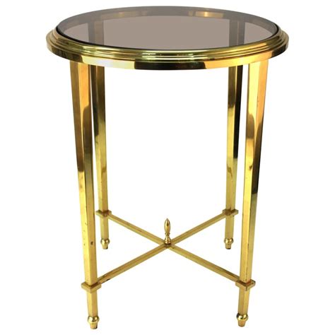 Glass top side table black side table modern side table side tables base home decor decoration home nightstands and bedside tables room decor. Modern Classical Style Round Side Table with Smoked Glass Top For Sale at 1stdibs