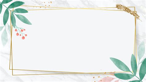 Golden Rectangle With Watercolor Leafy Frame Vector Premium Image By