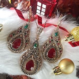 Hurrem Sultan Authentic Turkish Ottoman Jewelry Gift Set Earrings