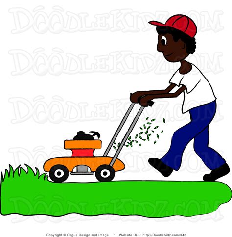 Free Clipart Man Mowing Lawn