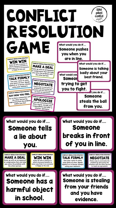 Conflict Resolution Game - Resolution Strategies and Situations | Conflict resolution, Teaching ...