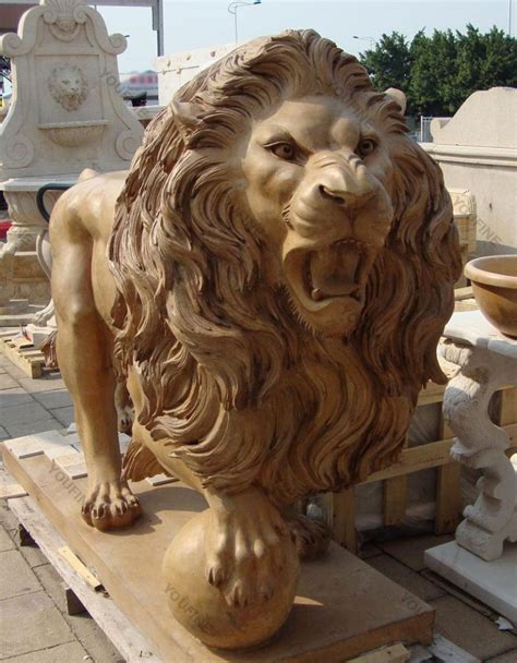 Large Concrete Roaring Garden Lion Statues For Outdoor Marblebronze