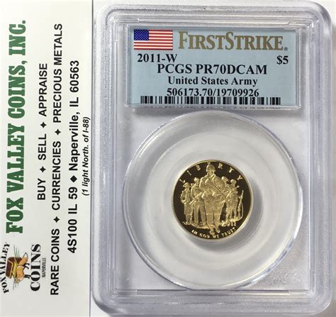 2011 W 5 Proof Gold Us Army Commemorative Coin Pr70 Dcam Pcgs First