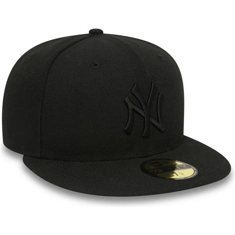 New Era Flat Brim 59fifty Black On Black New York Yankees Mlb Black