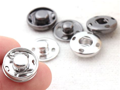 Silvergunmetal Snap Buttons Snap Jewelry 10 Sets Rapid Button Etsy