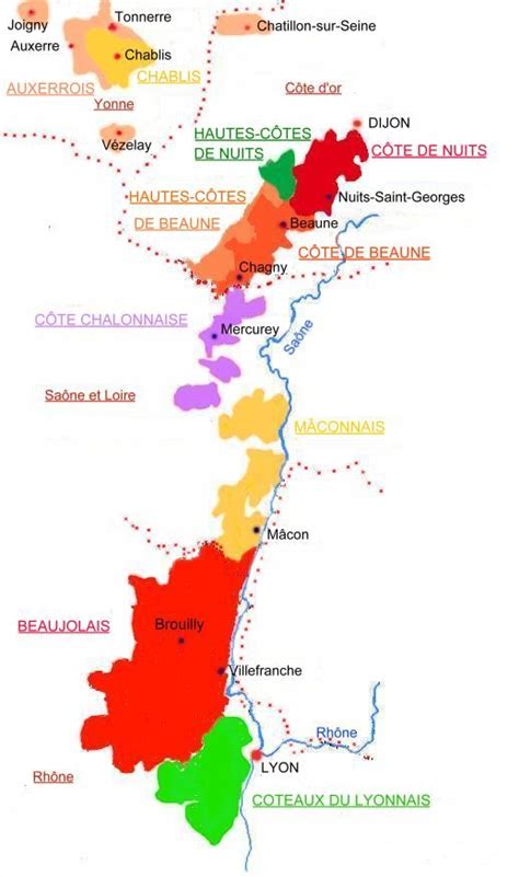 Carte Des Régions Viticoles De Bourgogne © Mcrivellaro Vignoble