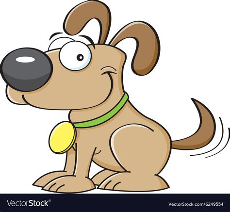 Put the cart before the horse. Cartoon dog wagging his tail Royalty Free Vector Image