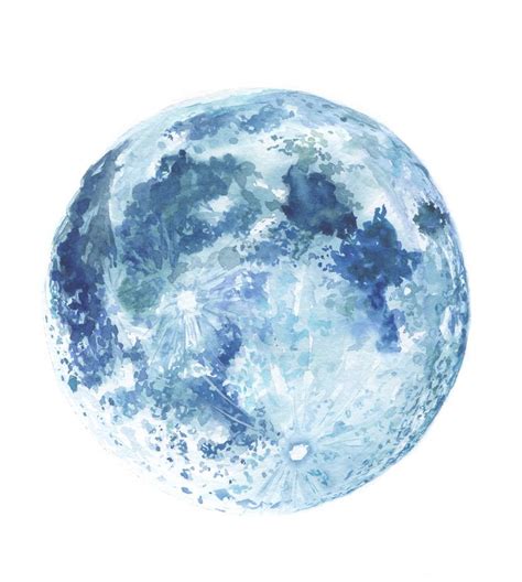 A Solitary Blue Moon Textured And Cratered Painted On A White