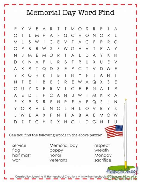 Memorial Day Word Search Free Printable Printable Word Searches