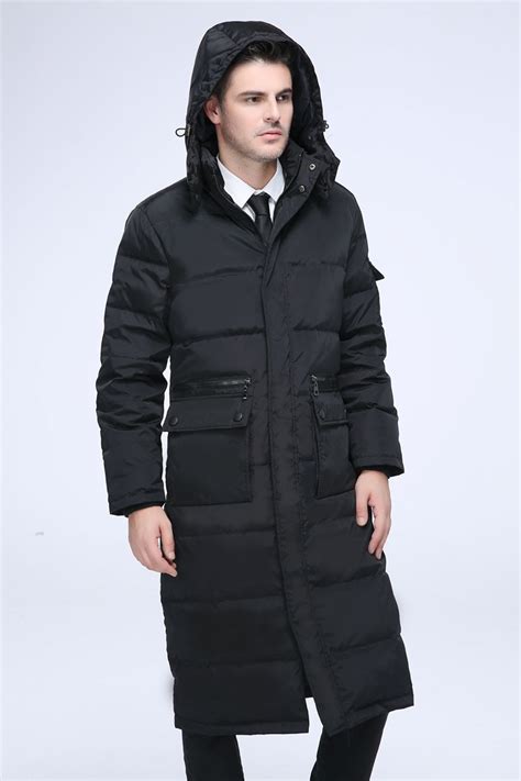 2018 men s winter clothing fashion duck down coat long puffer jacket parkas for male with a hood