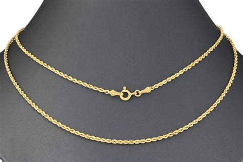 Real 14k Yellow Gold 18mm Diamond Cut Rope Chain Pendant Necklace Women 16 24 Ebay