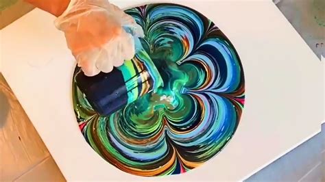 Fluid Painting Art On A Canvas With Acrylic Pouring Art Youtube