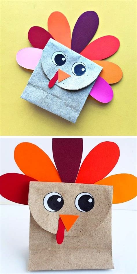 Paper Bag Turkey Easy Craft Project Kindergarten Thanksgiving Crafts