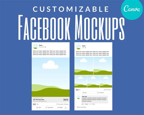 Facebook Mockup Template For Canva Fully Customizable Etsy